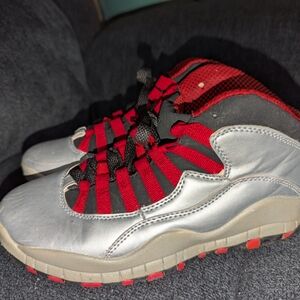 Jordan Kids Sneakers in Silver and Black with Red Accents